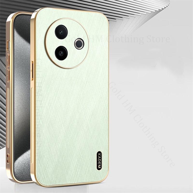 6D Plating Gold Silk Texture Leather Phone Case For Vivo Y300i Y300 Pro Plus Y200 Y78 Y100 Plus Fast Charger Electroplated Cover