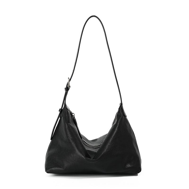 First layer vegetable tanned cowhide premium shoulder dumpling bag, commuting versatile large capacity leather hobo armpit bag
