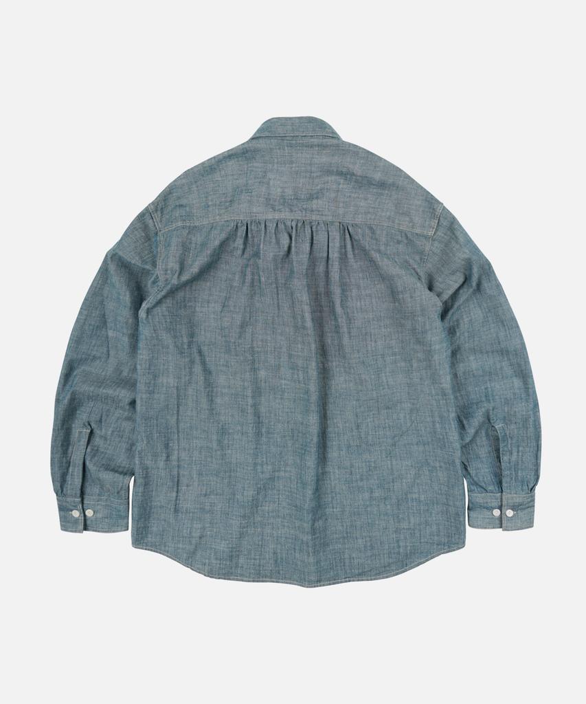 FRIZMWORKS Kuroki Chambray Half Zip Shirt _ Washed Blue