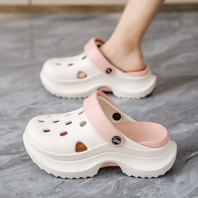 Eva hole shoes light wheel new height-increasing sandals muffin thick-soled outer wear bag head beach cool slippers