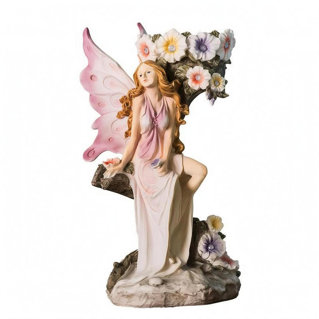 Fairy Vase Decorative Piece Playful Seated Statue Enchanting