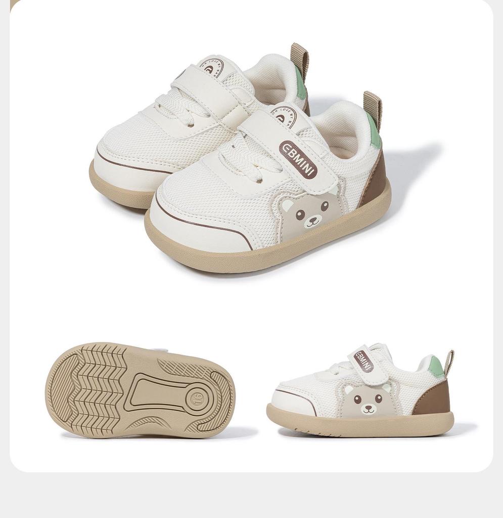 Yingbeimi Ni Children's Barefoot First Walker Shoes 2026 - Spring Cartoon Style for Toddlers, Girls & Boys with Little Bear Design.