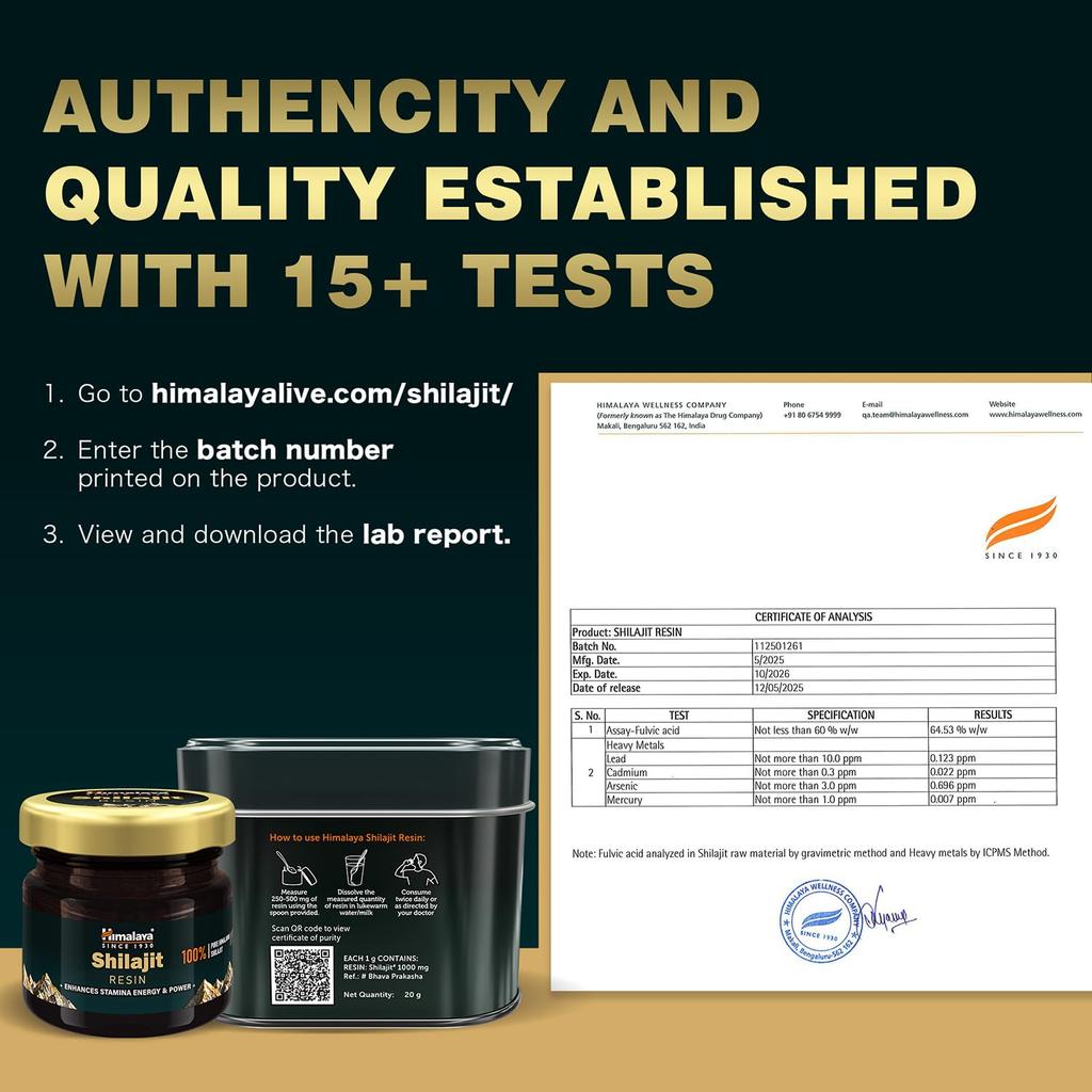 Himalaya Balení Shilajitová pryskyřice 20g | Čistý himálajský posilovač energie pro výdrž a vitalitu
