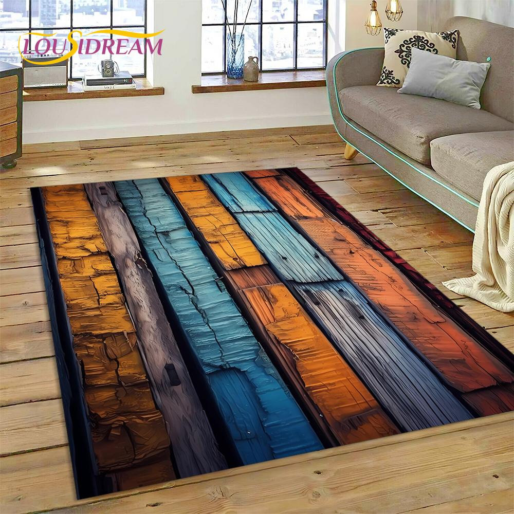 

3D Colorful Wood Grain Timberized Rug Carpet for Living Room Bedroom Decor,floor Mat Non-slip Decoration for Sofa Doormat 40x60cm( 15x23in )