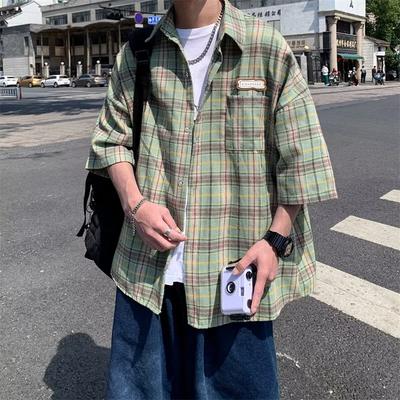 Cămașă Retro cu Pled Primăvară-Vară Bărbați și Femei Cămașă Jachetă Casual de Vară cu Mânecă Scurtă