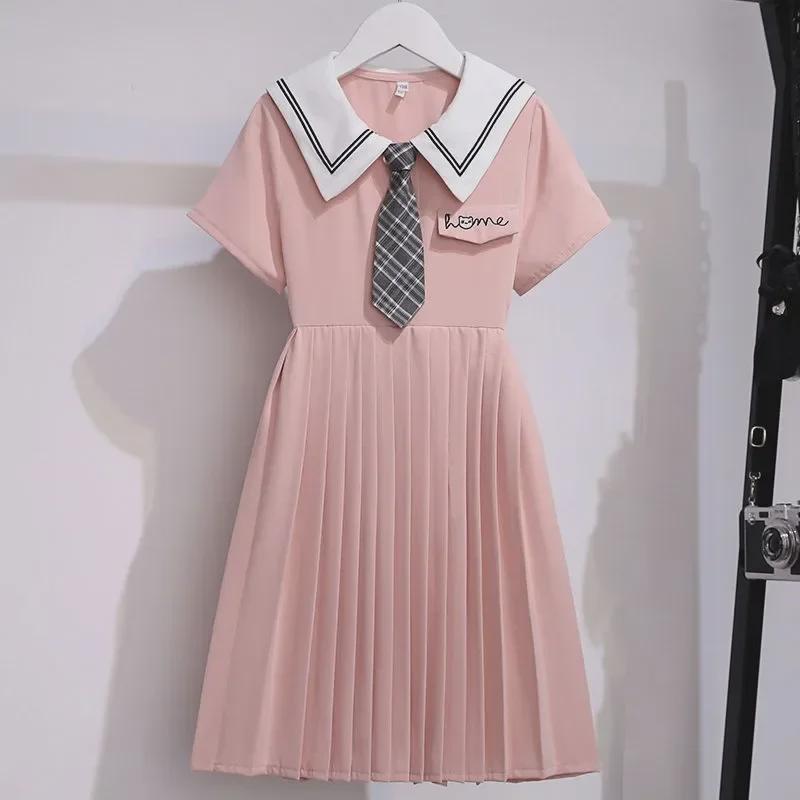 Rochie prințesă plisată de vară în stil colegiu pentru fete