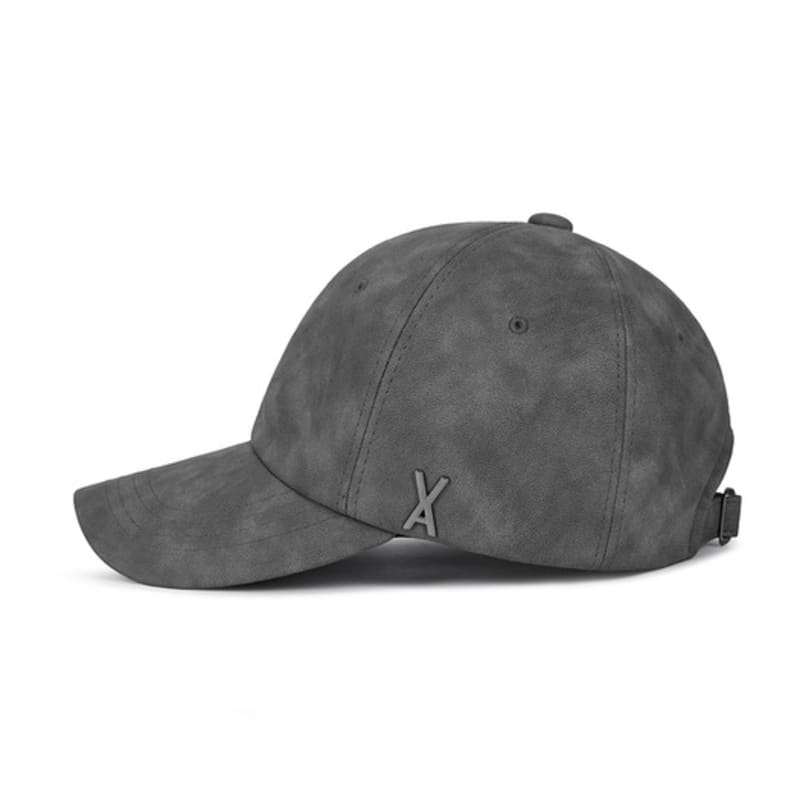 VARZAR VA Studded Vegan Leather Ball Cap Charcoal