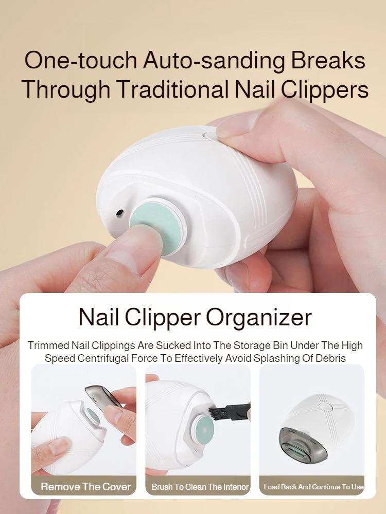 Baby Electric Nail Trimmer  Usb Rechargeable Nail Trimmer  With LED Light And 3 Adjustable Speeds Fingernail Cutter Polisher