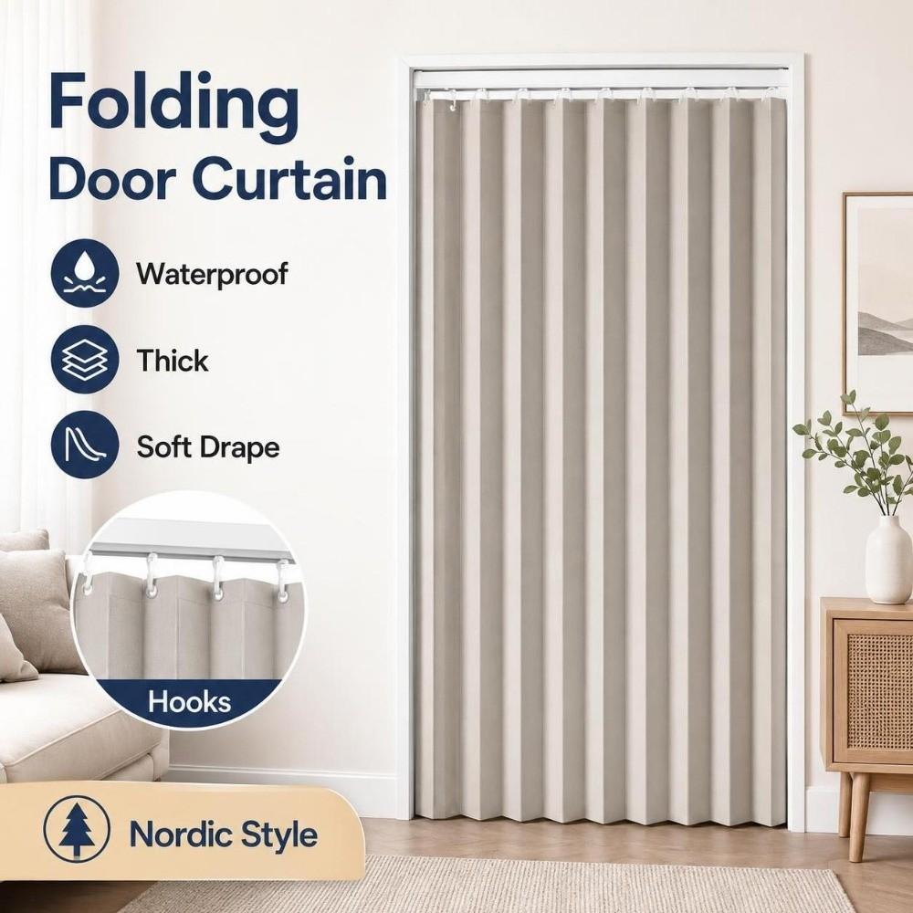 Thick Folding Door Curtain Waterproof Closet Curtain Partition Curtain Bath Curtain Bedroom