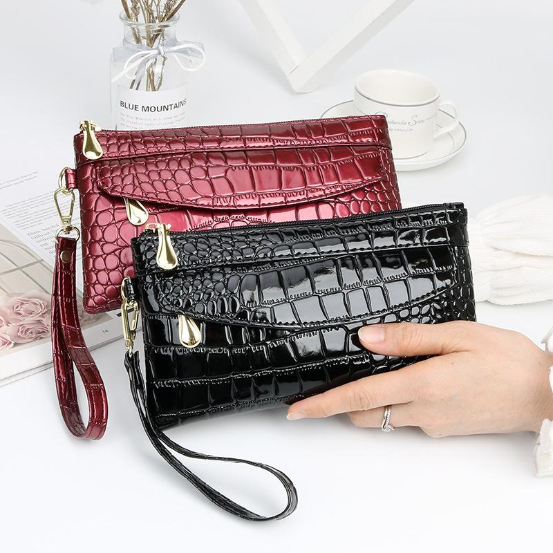 1Pc Wallet Lady Long Lasual Bright Face Clutch Zipper Phone Bag