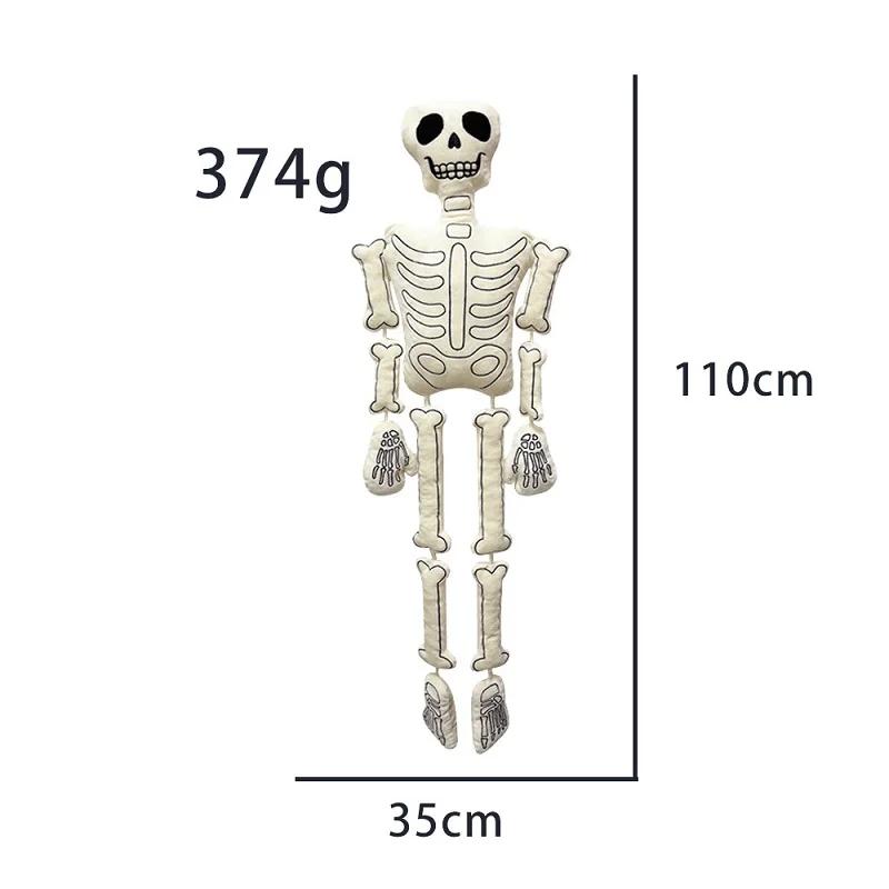 110cm Cartoon Schädel Handgemacht Halloween Schädel Puppen Anime Plüschtiere Rucksack Pilz Weihnachten Plüschpuppen Tasche Geschenk 110cm white