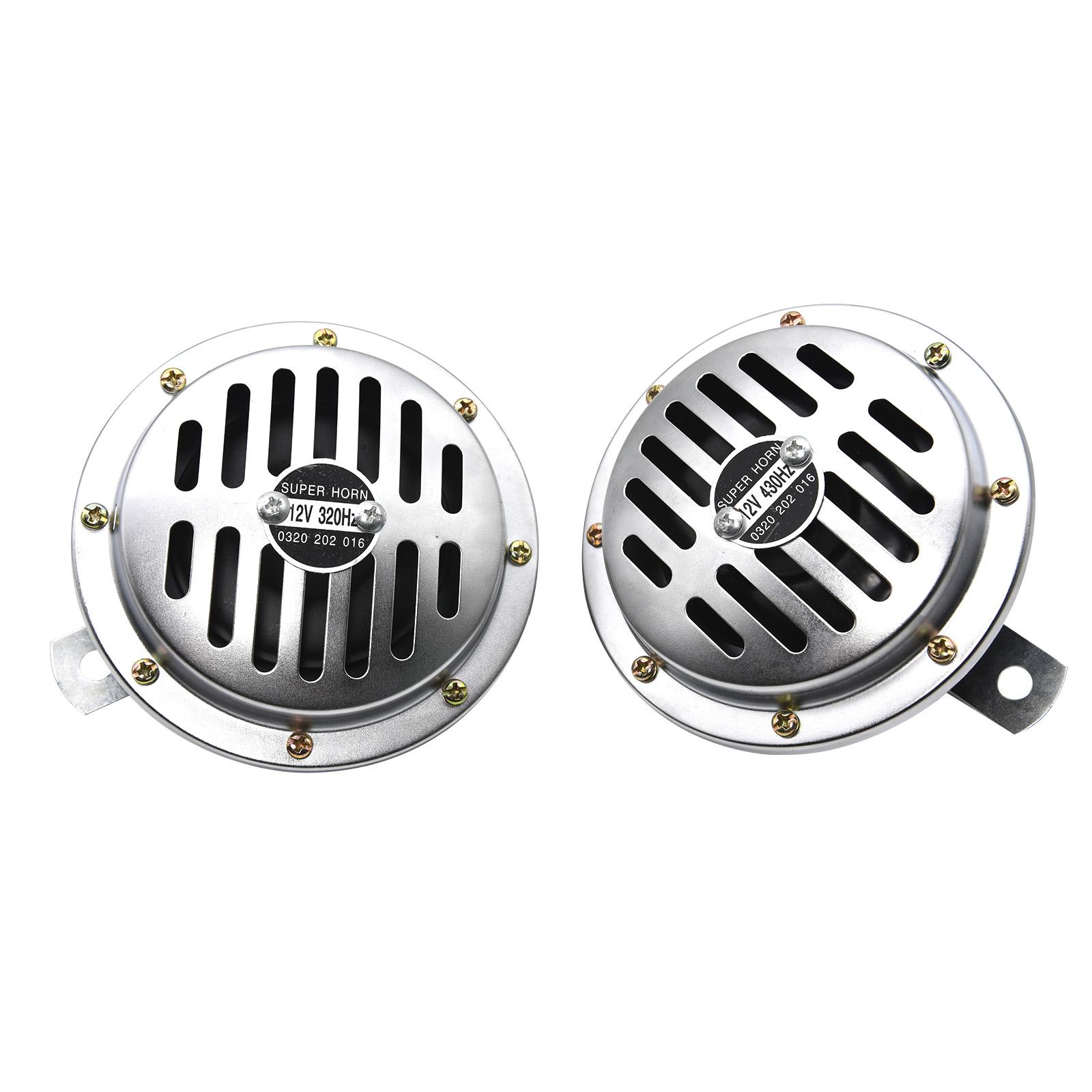 

12V 430 Hz Electric Super Horn 1 Pair 125mm Loud Chrome Aluminum Coil Car Air Horn For Vehicles Cars Trucks Motorcycles 12V серебряный