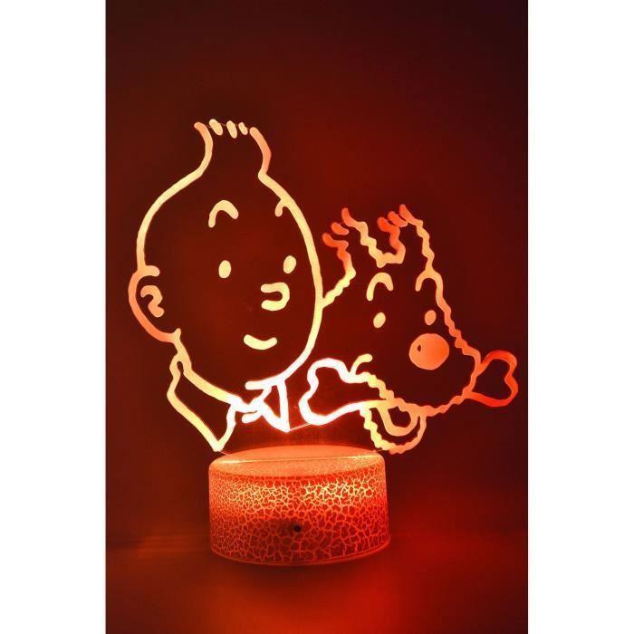 Lampe de Chevet 3D LED, Tintin et Milou, 16 Couleurs , Tactile, Décorative , Idée Cadeau