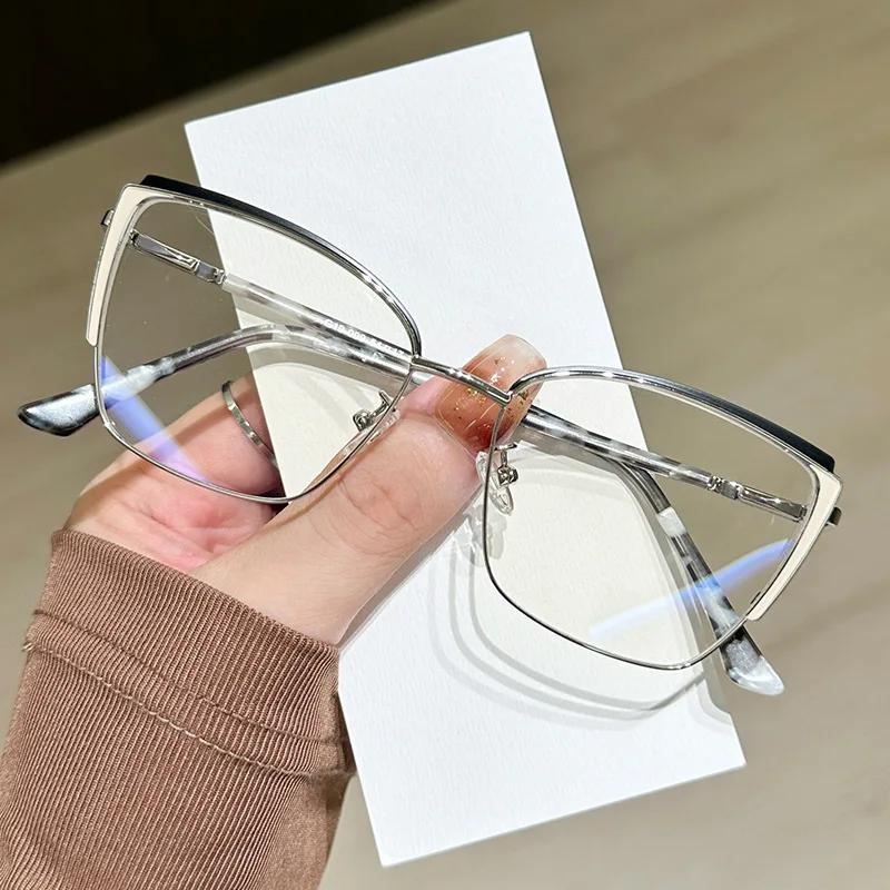 Women Blue Light Reading Glasses Fashion Metal Cat Eye Type Eyeglasses Frame Myopia Optical Lenses Computer Eyewear