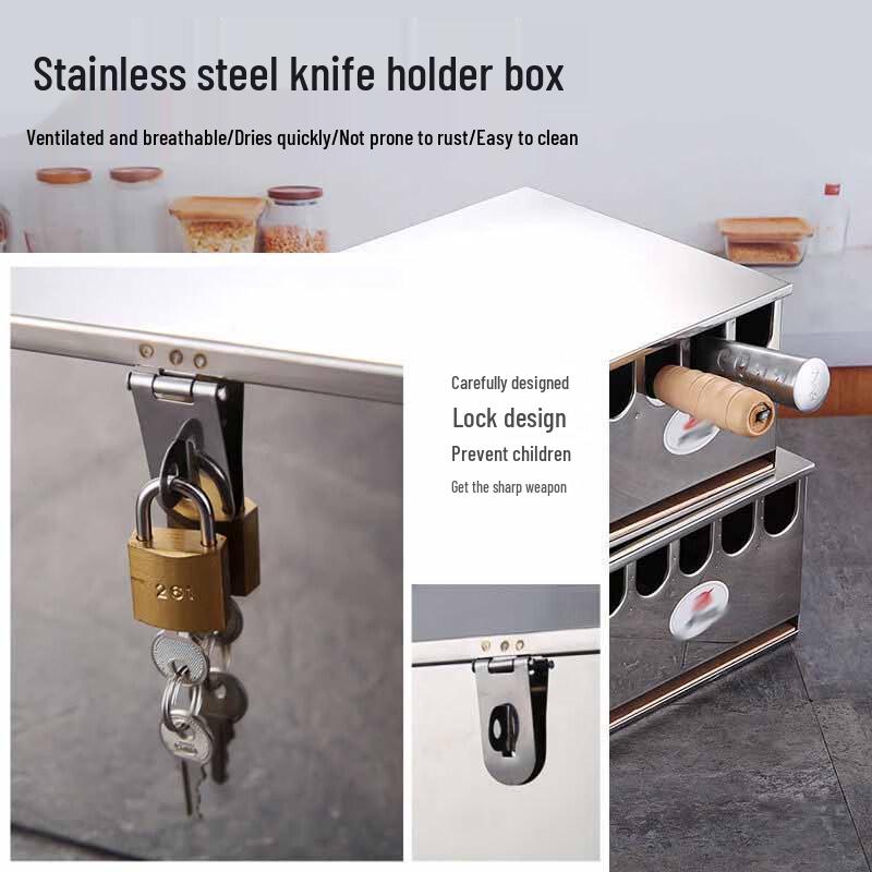 

DIBRLANG Деревянный ящик-подставка для ножей с несколькими отделениями и замком