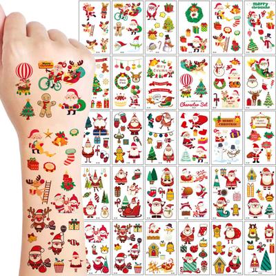 10/12/30 Sheets Christmas Temporary Tattoos Holiday Fake Tattoo Body Face Stickers DIY Xmas Decoration for Birthday Home Party Favors