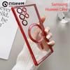 Luxury Transparent Plating For Magsafe Case For Huawei Mate 40 Samsung Galaxy S22 S23 S21 Ultra Plus Wireless Charge Silicone Clear Cover Cases