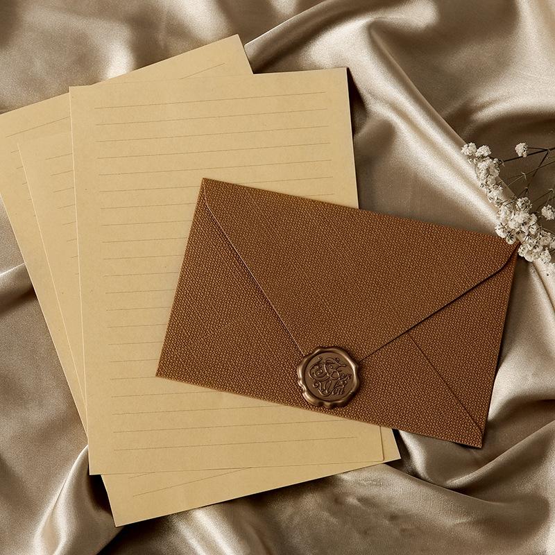 3Set Deluxe Linen Envelope and Letter Set with Wax Seal Perfect for DIY Gifts Wedding Invitations and Office Use