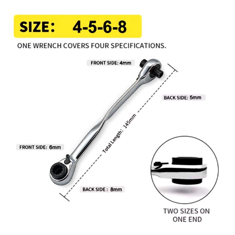 

Heavy Duty Reversible Double-Ended 4-in-1 Ratchet Wrench with Box/Plum/Torx Ends - Multifunctional Mechanic Tool for Auto Repair
