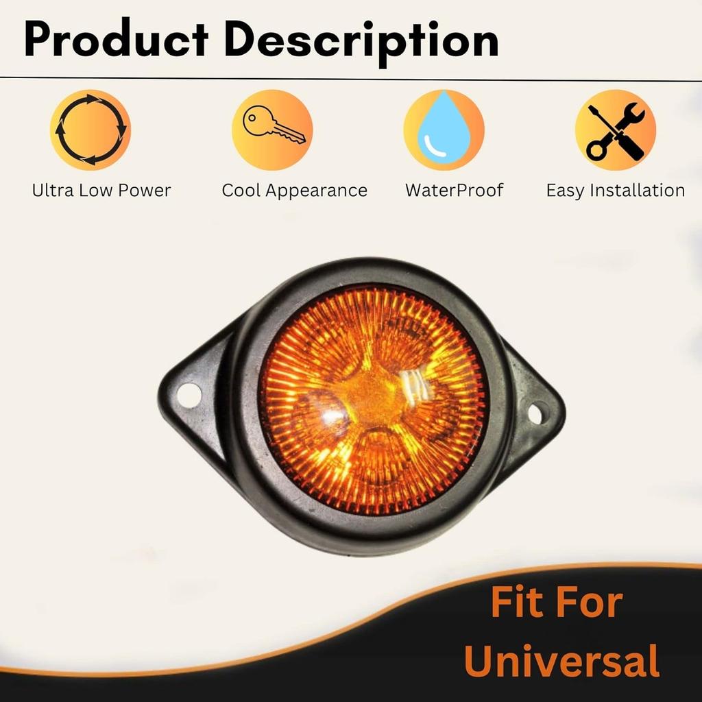 LED Outline Marker Lights Trailer 24V Amber Clearance Lamp for Truck Trailers Semi Trucks Freightliner Cargo – Universal Fit (Pack of 15)