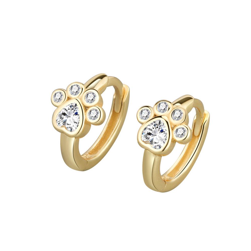 Fashion Cat Claw Set Zircon Stud Earrings High Quality Personalized Versatile Women Jewelry Accessories