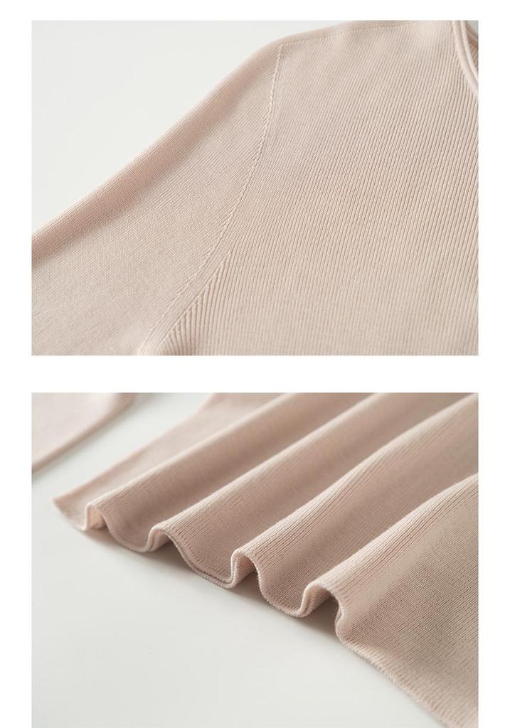 Yangzi Yarn Women's Slim-Fit Wool Sweater with Rolled Hem & Round Neck - 2026 Spring Seamless Knitwear