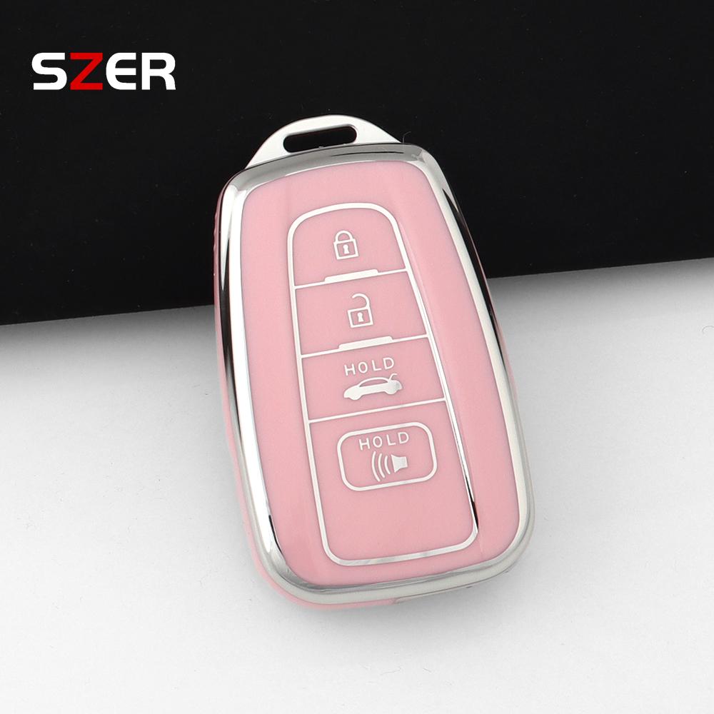 4 Button Tpu Car Key Case Cover For Toyota Prius Camry Corolla Chr C-Hr Rav4 Land Cruiser Prado Protected Keychain Accessories