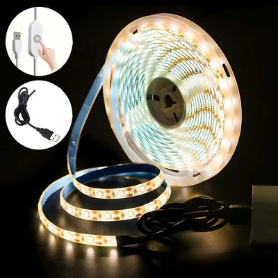 Bande Lumineuse LED 5V Alimentée par USB Flexible Blanc/Blanc Chaud Découpable Adhésive Bande Lumineuse pour Rétroéclairage TV Meuble Chambre Décoration DIY