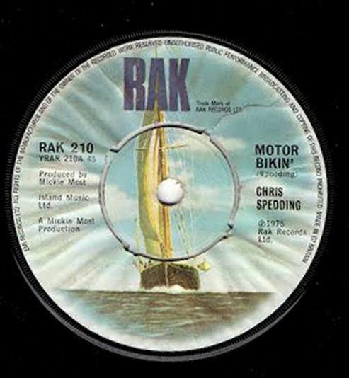 

7inch Record CHRIS SPEDDING - Motor Bikin RAK210 RAK 1975 UK Rock Used