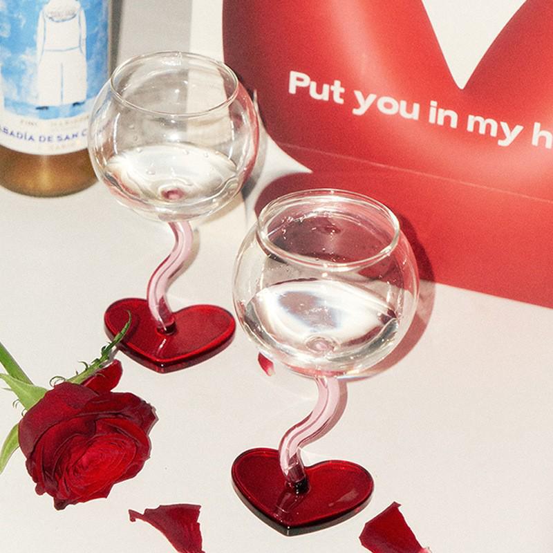 Luxurious Heart-Shaped Wine Glass - Perfect for Valentine's Day, Weddings, and Home Use