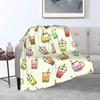 Cute Beverage Pattern Digitalprinted Polyester Bedroom Velvet Flannel Soft Sofa Cover Blanket Fleece Cover Blankets for Beds