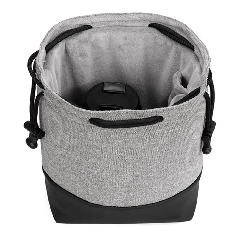 Waterproof Camera Lens Bag Padded Protective Case For Photography Accessories Storage With Oxford Leather Detail