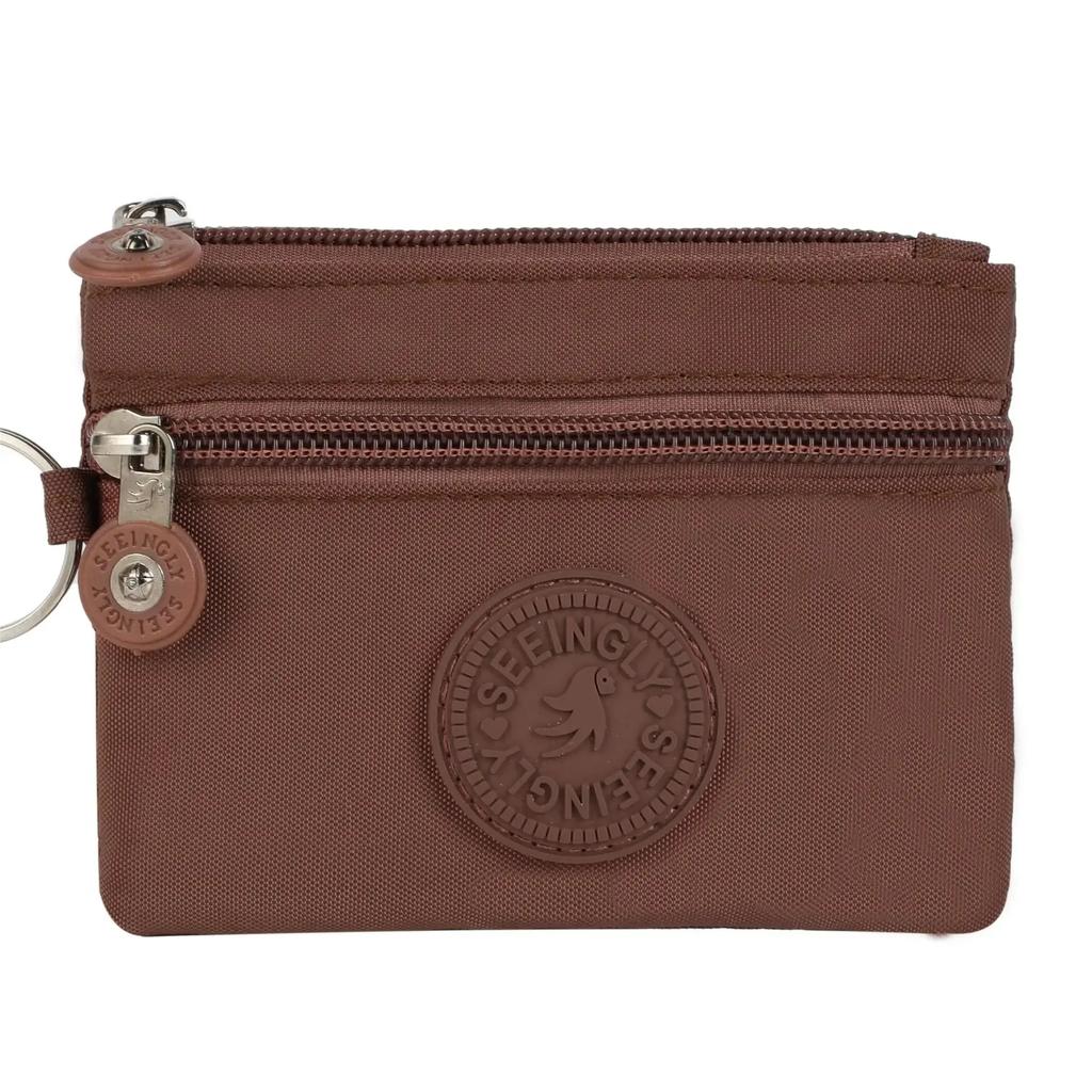 Nylon Solid Color Long Short Bank ID Credit Card Wallet Coin Keys Bags Purse Earphone Storage Bag Purse Pouch Double Zipper