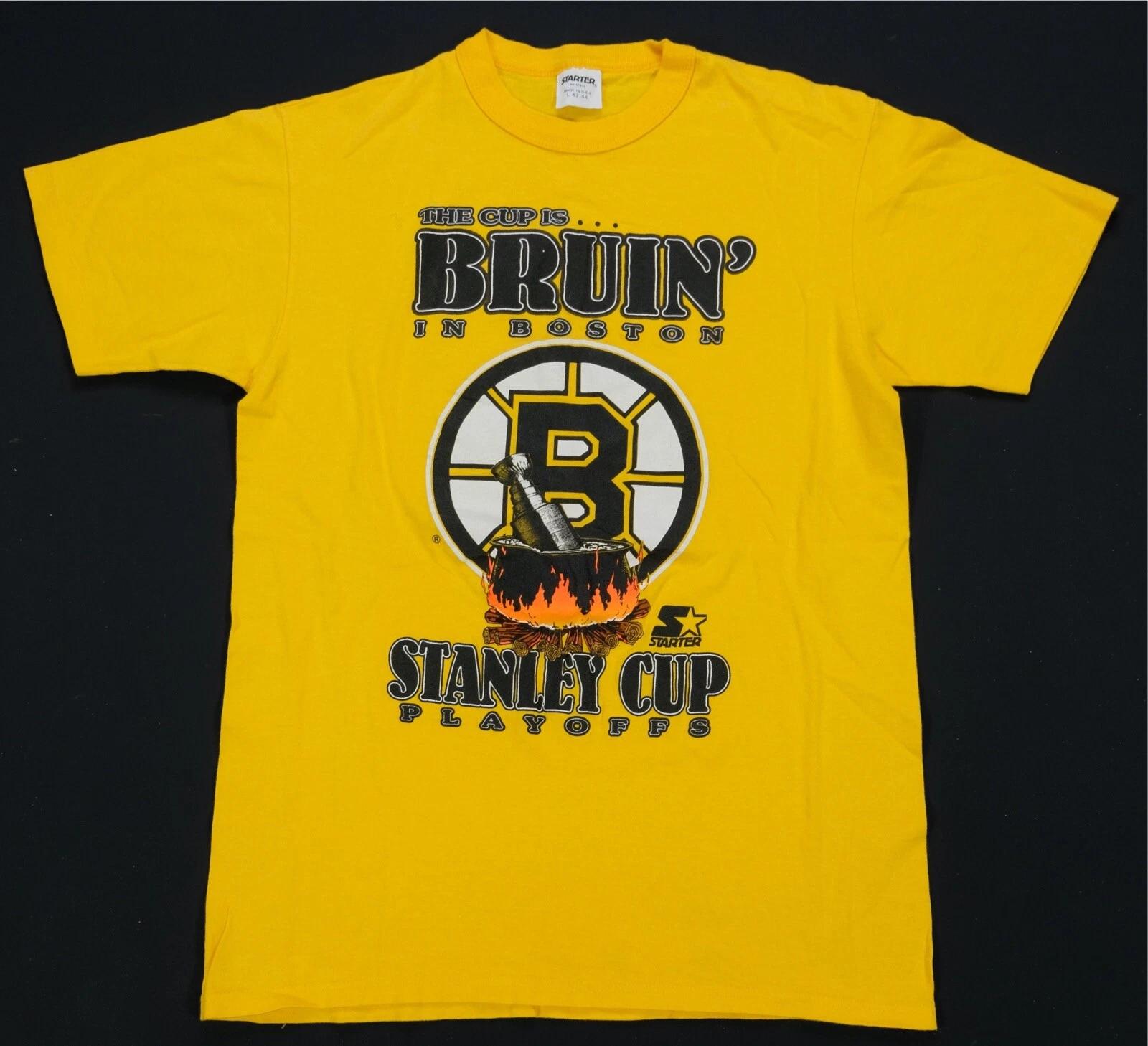 Rare VTG STARTER Boston Bruins Stanley Cup Playoffs Single Stitch T Shirt 90s L 4XL