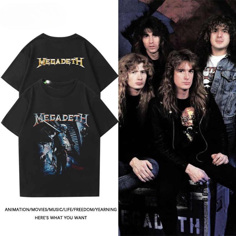 2024 MEGADETH Metal Band Short Sleeve T-shirt Men's and Women's New Summer Cotton Street Rock Trend Print Half Sleeve