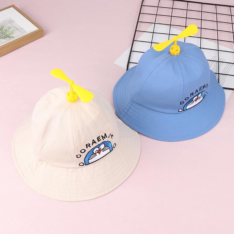 Doraemon Kleiner Propeller Kinder Baby Fischerhut Netzmütze Cartoon Sommer Outdoor Strandhut Sonnenschutzhut Eimerhut