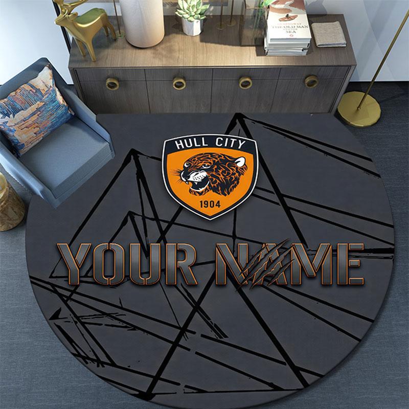 Custom Name,Hull City A.F.C pattern round rug,Carpet Rug for Living Room Bedroom Playroom ,Non-slip Floor Mat,Holiday Gifts and Birthday Gifts.