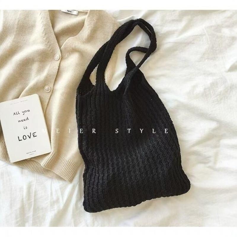 Versatile Holiday Knitting New Summer Knitted Tote Bag Women's Large-capacity Shoulder Bag Handbag Lazy Wind