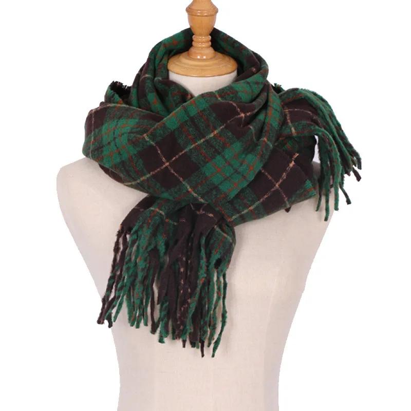 Classic Red Plaid Scarf For Women Winter Cashmere Warm Shawl Christmas Gift Thick Soft Pashmina Scarves Long Poncho Echarpe