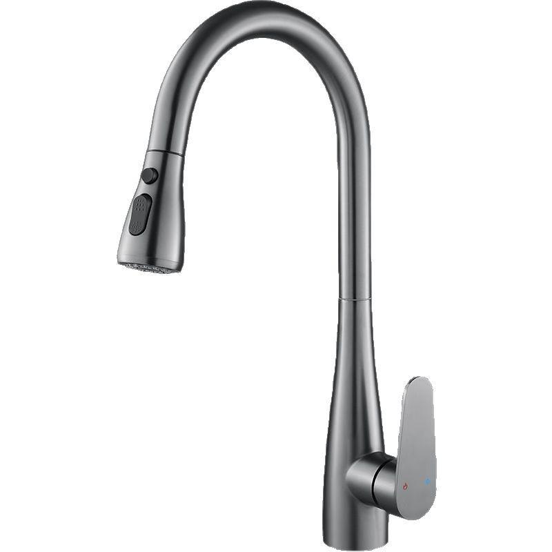 All-Copper Kitchen Pull-Out Faucet with 360° Rotation & Dual-Use Hot/Cold for Vegetable Sink