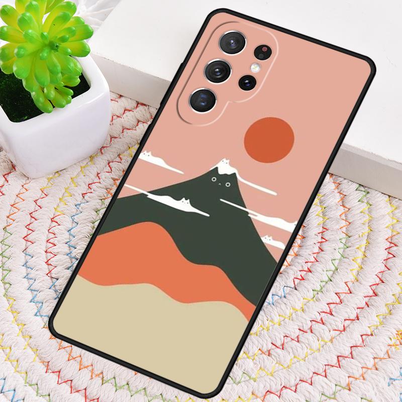 Cat Mount Fuji Japan Wave Landscape Soft Phone Case for Samsung Galaxy Note 10 Pro S26 Ultra S23 S24 FE S25 S21 S22 PLUS Cover