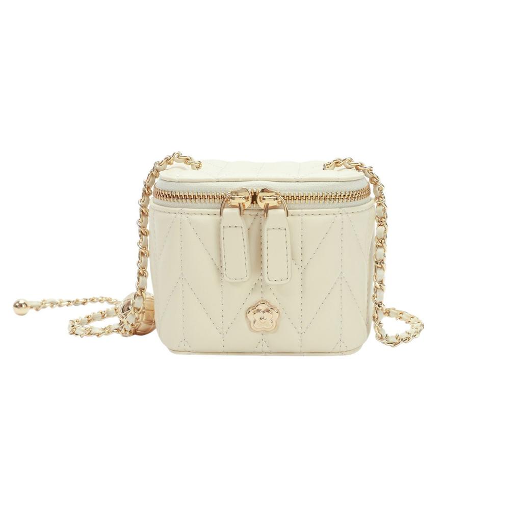 New Fashion Versatile Small Gold Ball Chain Box Bag Niche High-End Casual Quilted Single Shoulder Crossbody Bag
