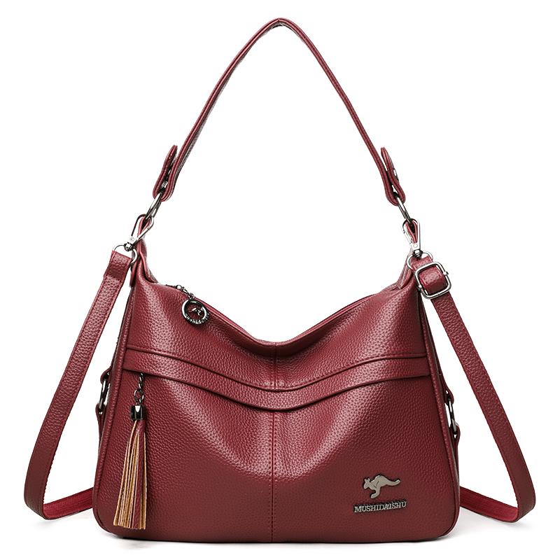 Women's Tassel Messenger Bag Soft Leather Mother Bag Shoulder Bag