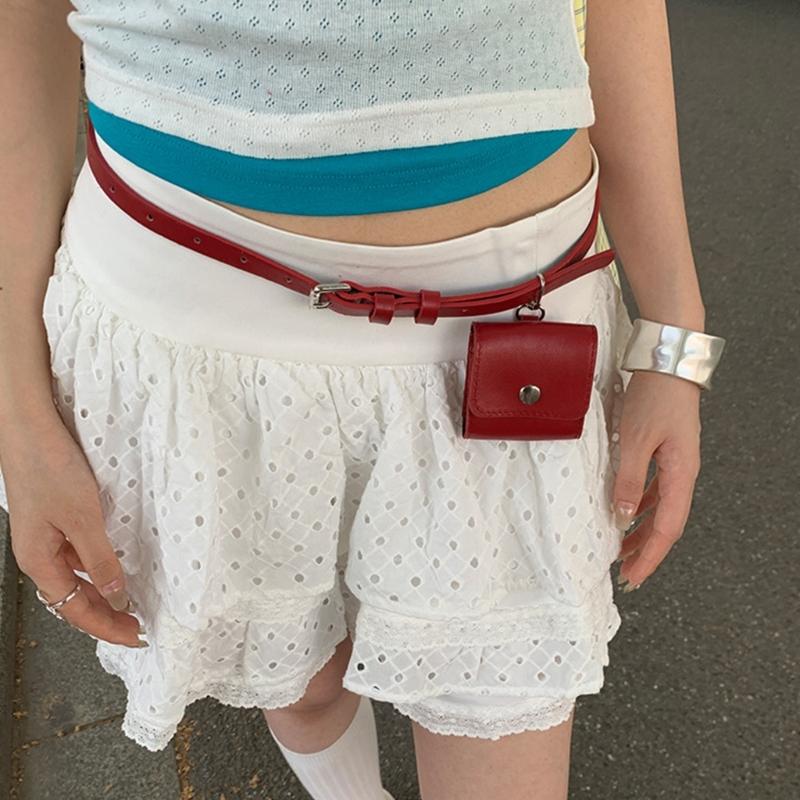 Adjustable PU Leather Waist Bag Belt Feature Detachable Mini Purse for Women Casual Outfit Accessory Solid Color Design