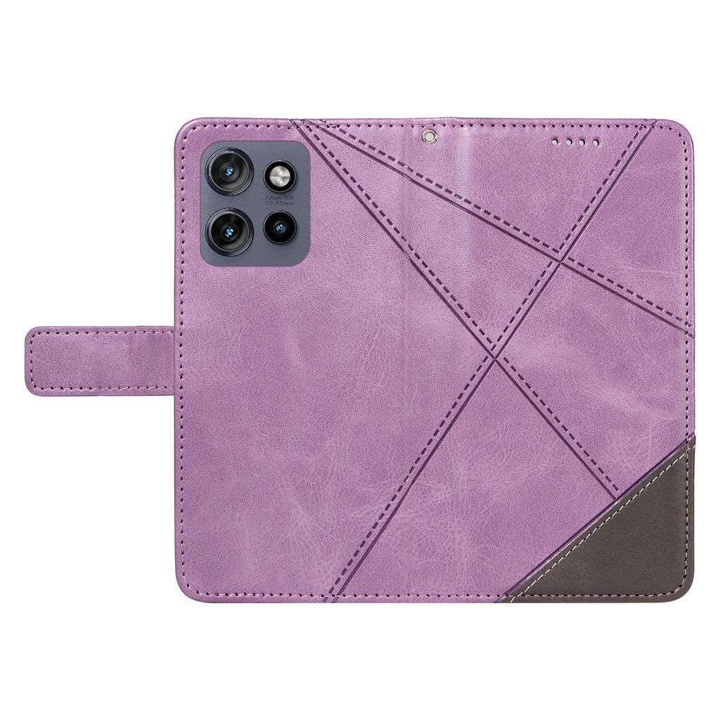For Motorola Edge 50 Neo 5G/Moto S50 5G/Thinkphone 25 5G Case Leather Geometric Line Wallet Phone Cover with Wrist Strap