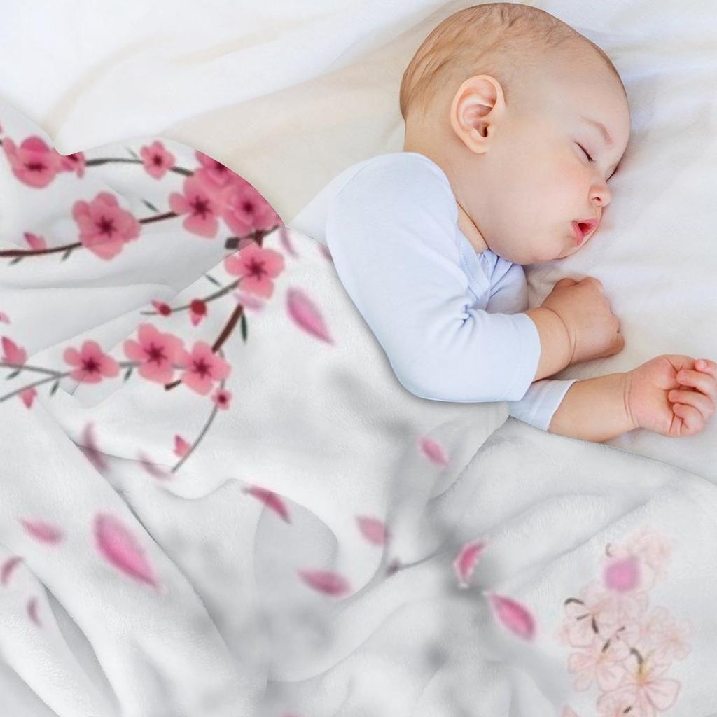 Beautiful Sakura Blossom In Pink Throw Blanket for Winter Soft Big Furry Sofa Blankets