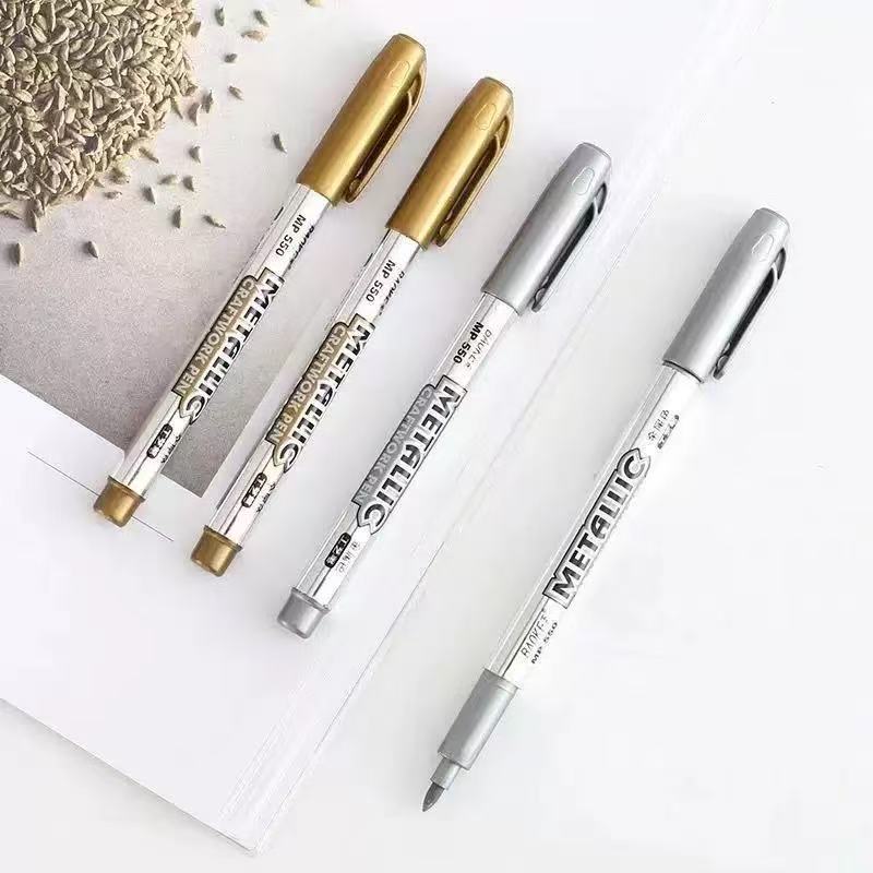 Office School Supplies Baoke MP550 Metallic Craft Pen Gold Marker Silver Sign Signature Calligraphy Water Based Kawai Supplies