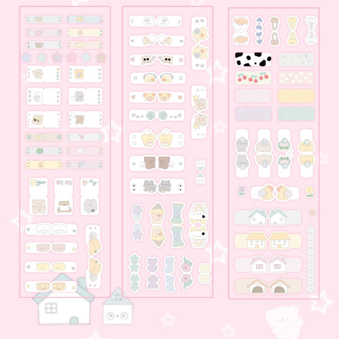 Die-Cut Sticker Roll: Cute Character Girls Expression Tape for Daily Planners