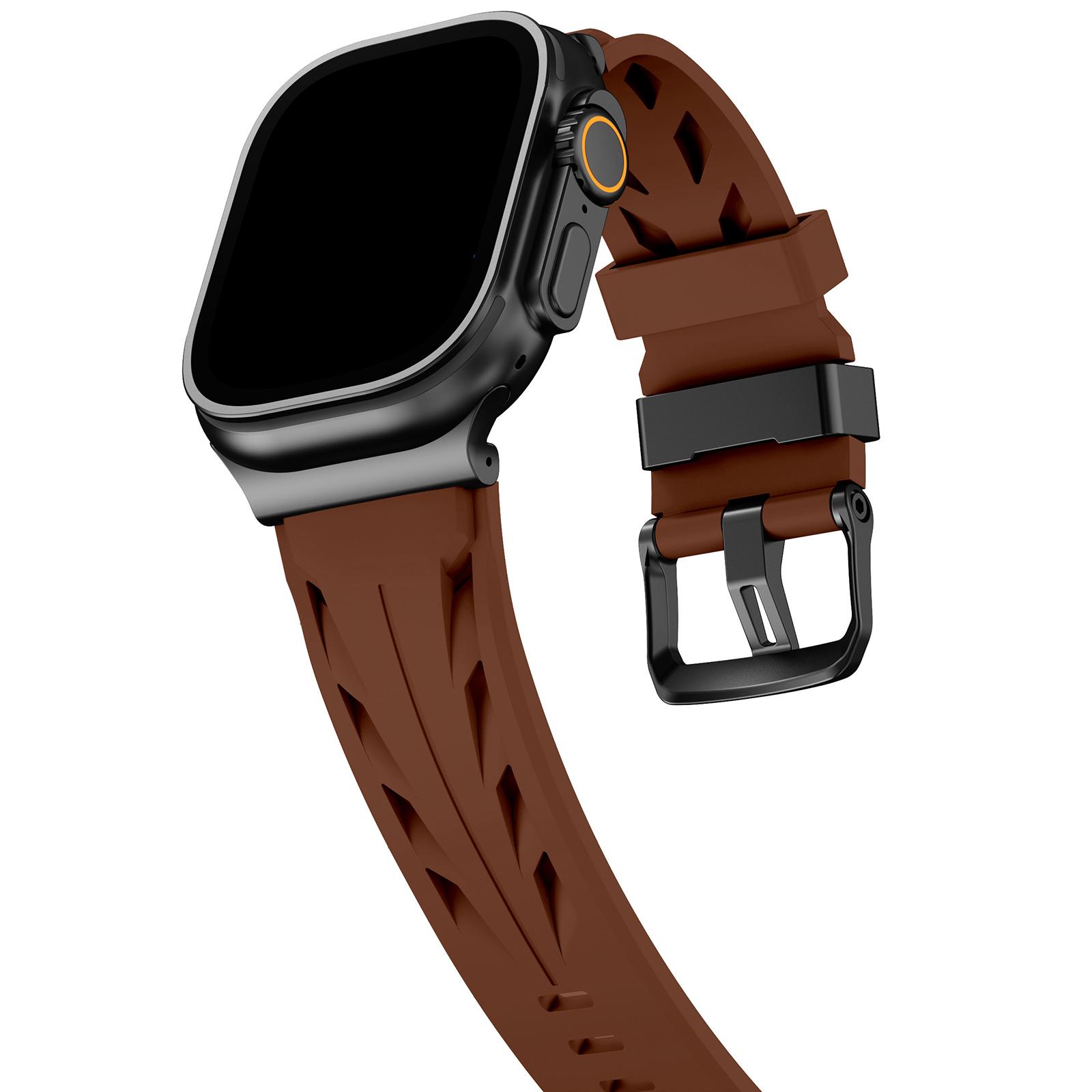 

Sports Silicone Strap For Apple Watch Ultra 3-1/SE2/SE/9-1 Compatible with 42/44/45/49mm Non-Slip Deployant Clasp 42 44 45 46 49mm коричневый