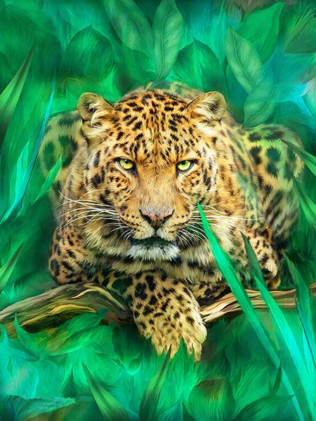 5D DIY Diamond Painting Leopard Mosaic Diamond Embroidery Full Round Drill Animal Cross Stitch Kit Home Decoration